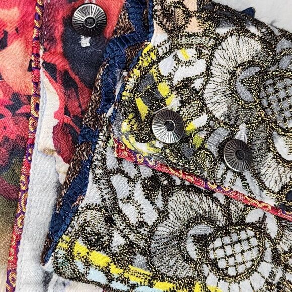 Robert Graham Limited Womens XL Sculpture Shirt Linen Blend Gold Emb Abstract‎ - Picture 7 of 14